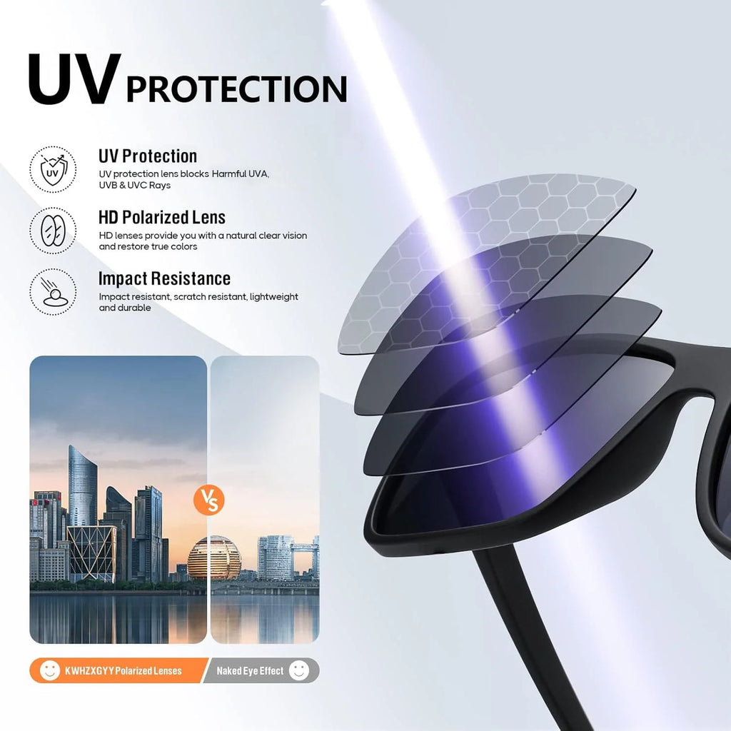 Polarized Sunglasses for Men Women Retro Square Sun Glasses Driving Fishing UV Protection (Black)