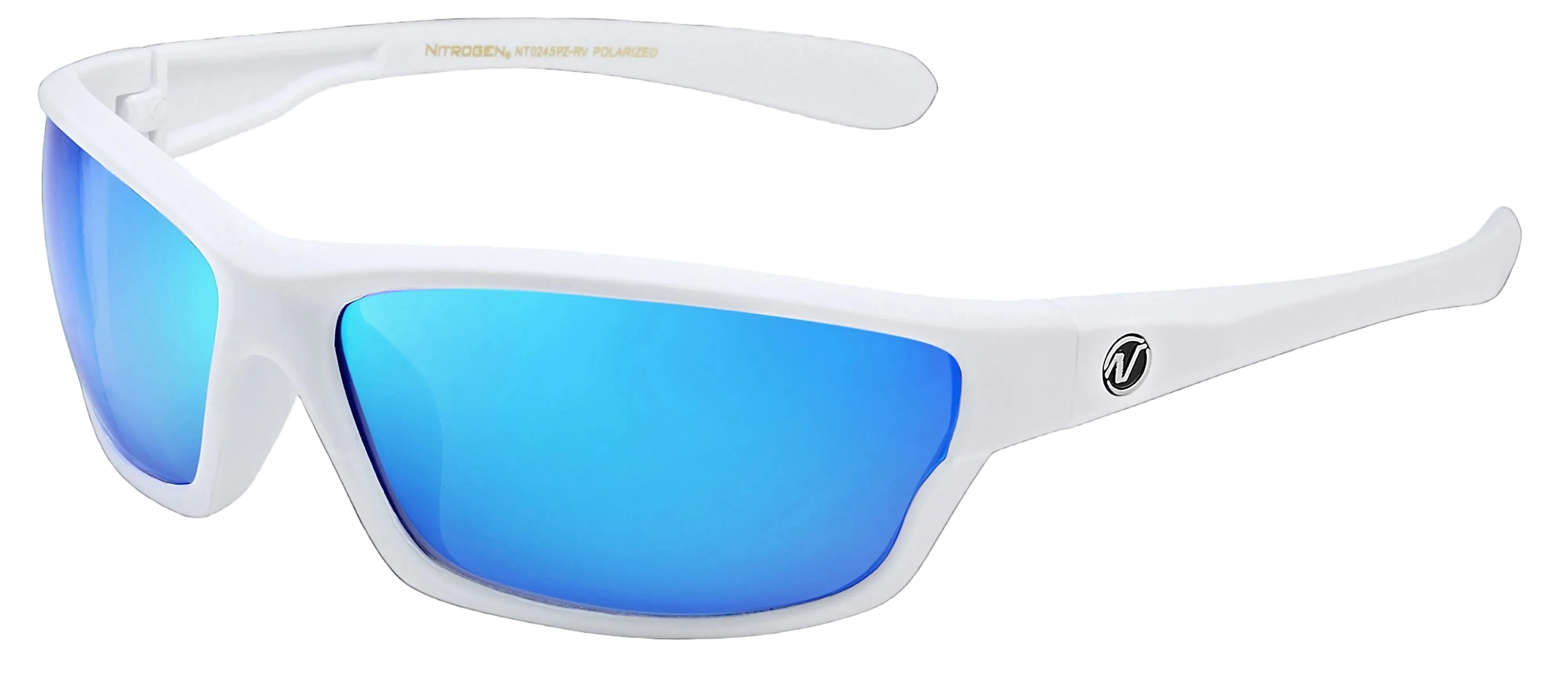 white sunglasses with blue lens on transparent background
